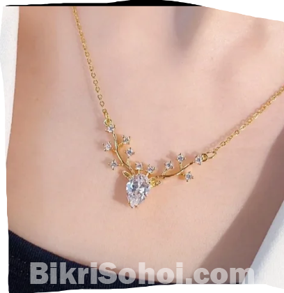 Gold Plated Branch Necklace with Crystal Elegant.